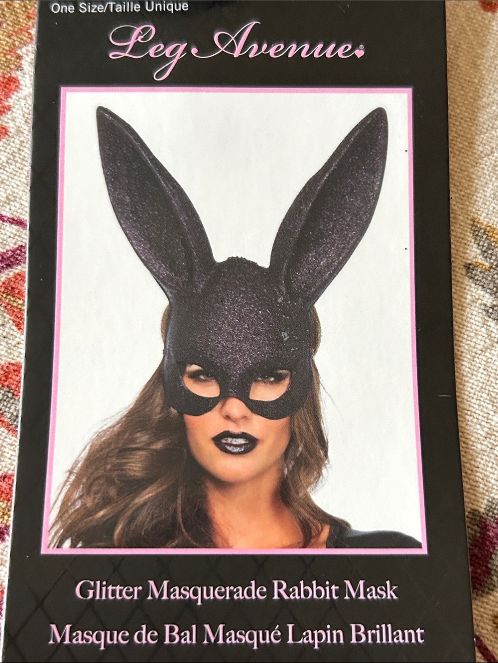 Leg Avenue Black Glitter Rabbit Masquerade Mask with Ears
